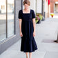 Black Square Neck Midi Dress Dresses Mod Ref