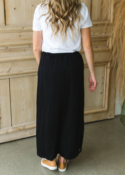 Black Stretch Ribbed Maxi Skirt - FINAL SALE Skirts