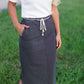 Black Striped A-Line Skirt w/ Rope Belt - FINAL SALE Accessories