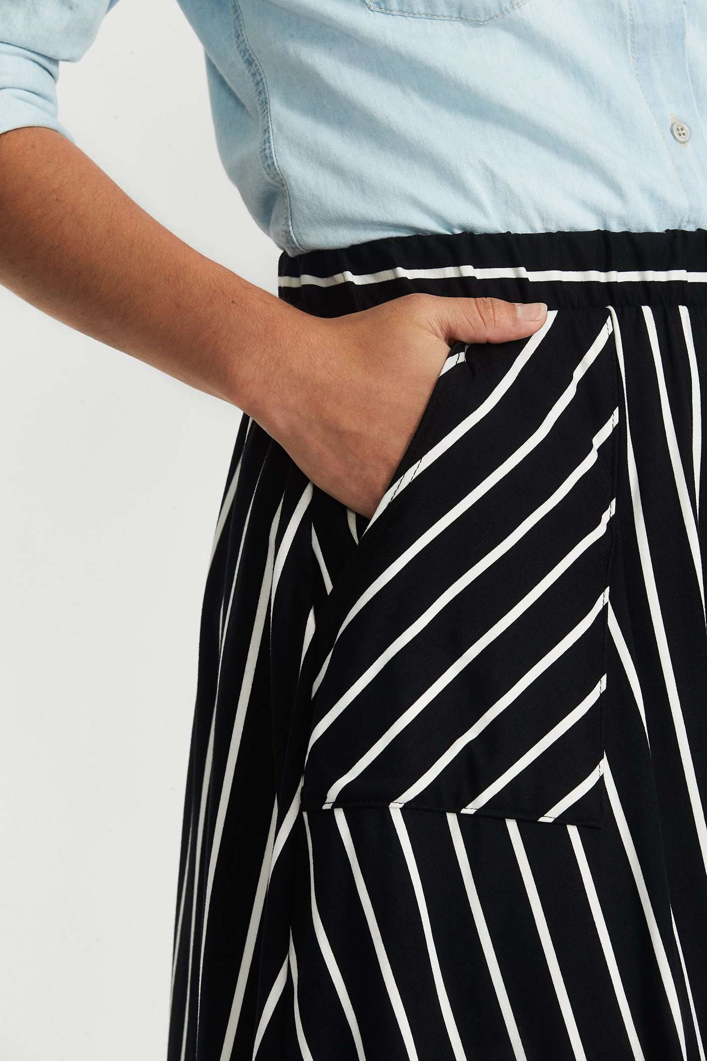 Black Striped Midi Skirt Skirts