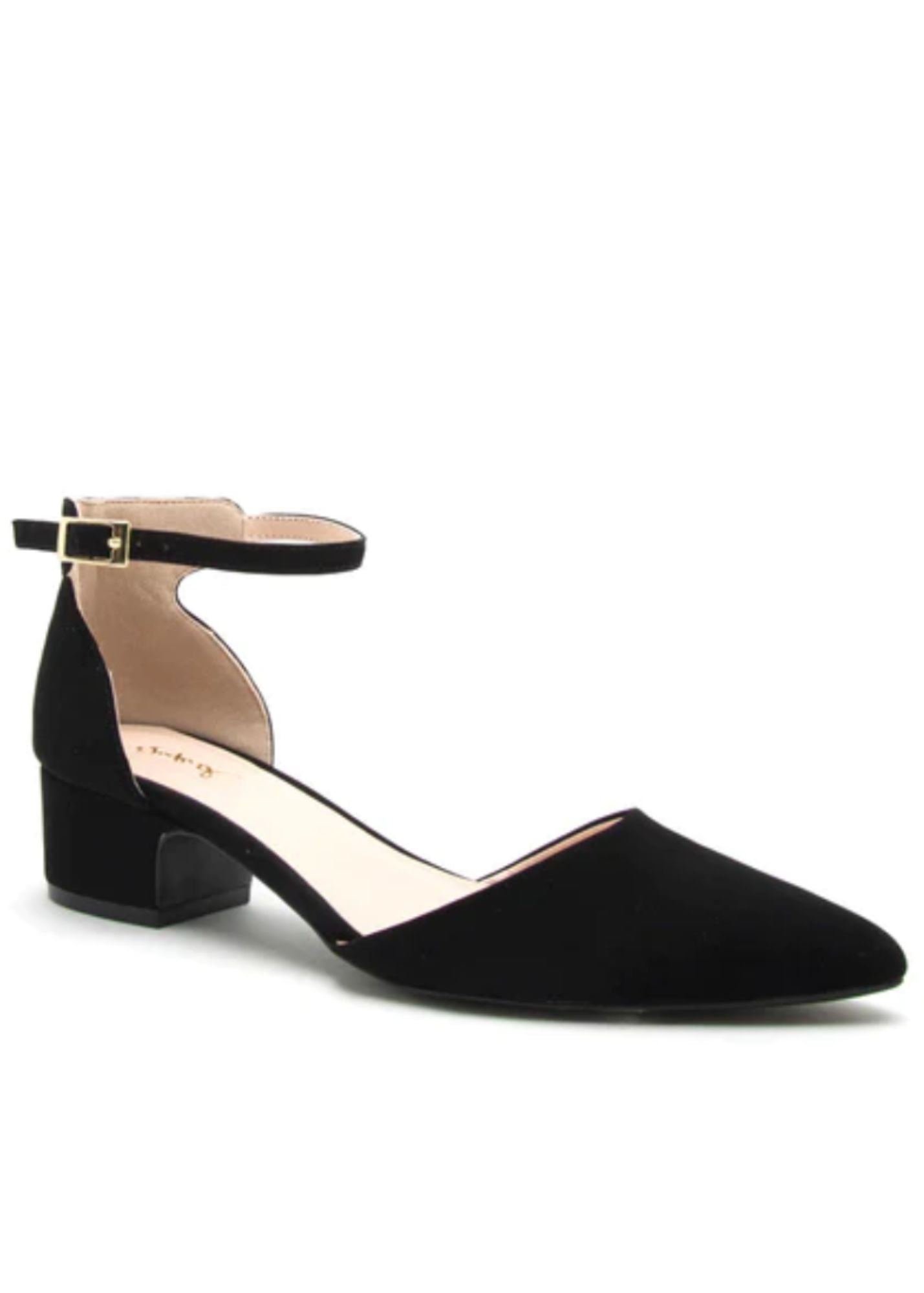 Low Black Heels With Strap