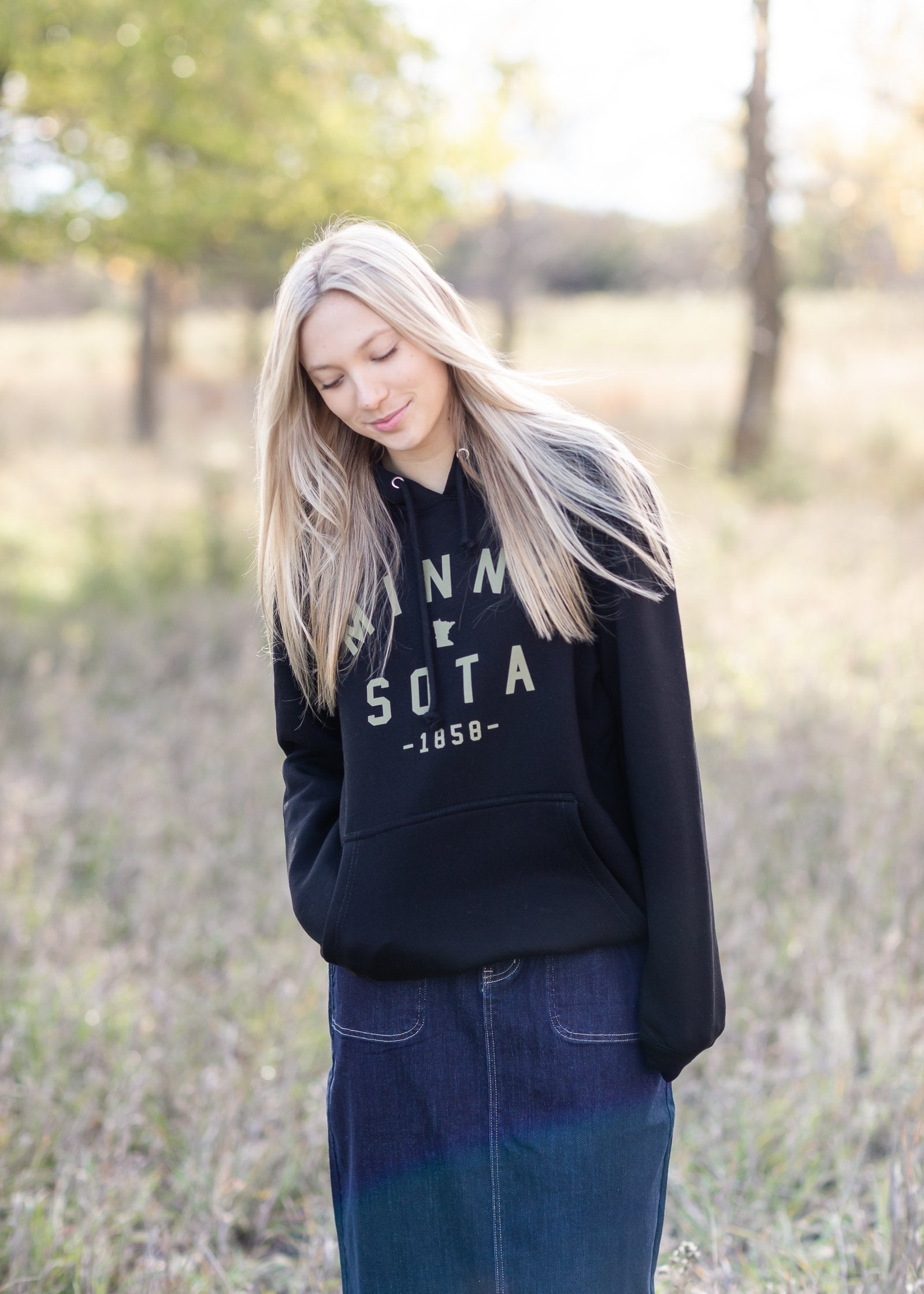 Black Thief River Minnesota Hoodie Tops Northern Print Co.
