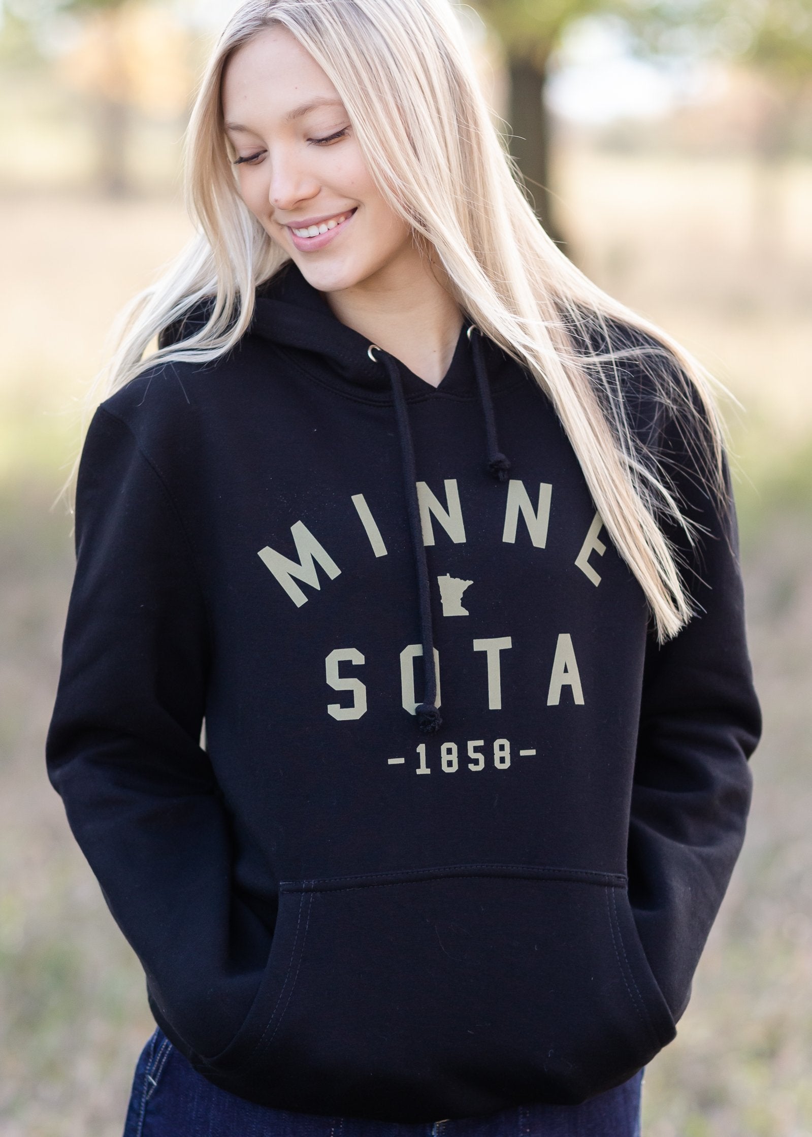 Black Thief River Minnesota Hoodie Tops Northern Print Co.