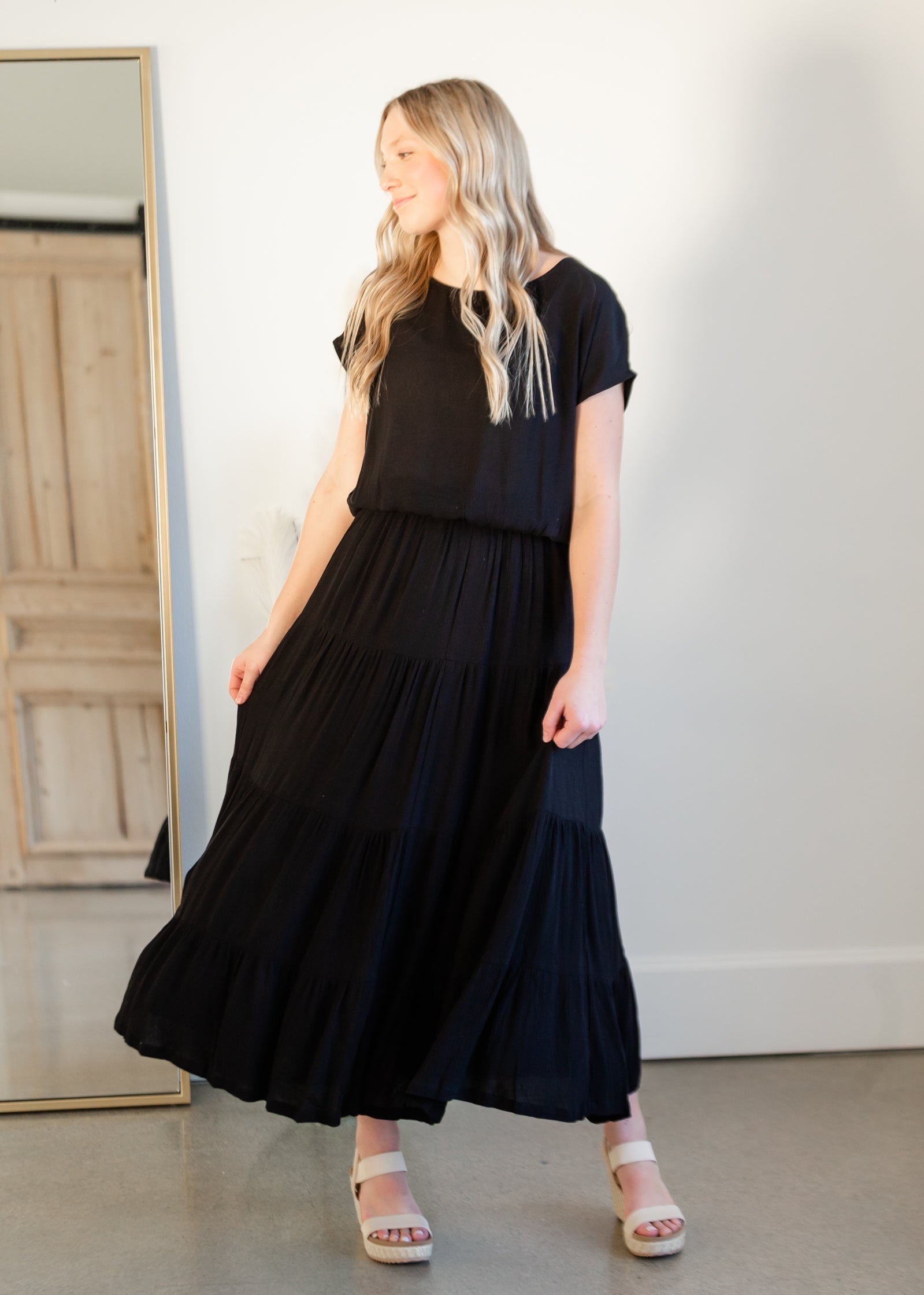 Black Tiered Ruffle Maxi Skirt Skirts Z Supply