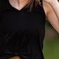 Black Triblend Front Knot Tank Top Tops