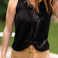 Black Triblend Front Knot Tank Top Tops