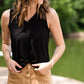 Black Triblend Front Knot Tank Top Tops