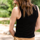 Black Triblend Front Knot Tank Top Tops