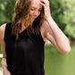 Black Triblend Front Knot Tank Top Tops
