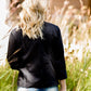 womens black wash denim jacket