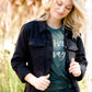 womens black wash denim jacket