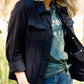 womens black wash denim jacket