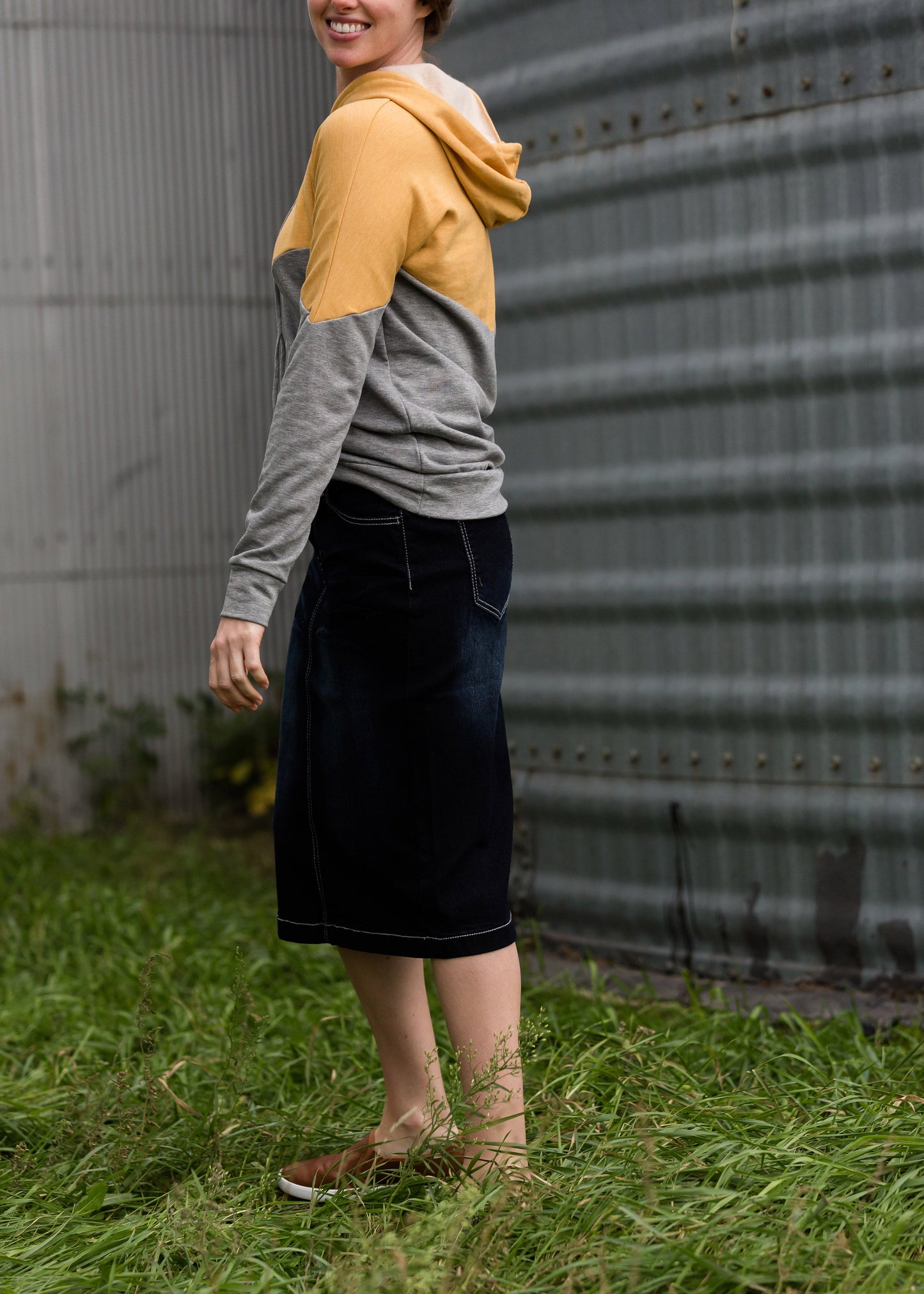 Black Wash Midi Denim Skirt - FINAL SALE Skirts