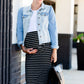 Black & White Striped Midi Skirt Skirts