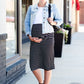 Black & White Striped Midi Skirt Skirts