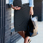 Black & White Striped Midi Skirt Skirts