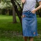 Blossom Embroidered Distressed Midi Denim Skirt - FINAL SALE Skirts