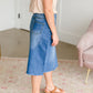 Blossom Embroidered Distressed Midi Denim Skirt - FINAL SALE Skirts