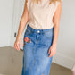 Blossom Embroidered Distressed Midi Denim Skirt - FINAL SALE Skirts
