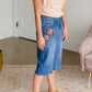 Blossom Embroidered Distressed Midi Denim Skirt - FINAL SALE Skirts