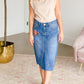 Blossom Embroidered Distressed Midi Denim Skirt - FINAL SALE Skirts