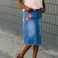 Blossom Embroidered Distressed Midi Denim Skirt - FINAL SALE Skirts