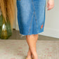 Blossom Embroidered Distressed Midi Denim Skirt - FINAL SALE Skirts