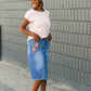 Blossom Embroidered Distressed Midi Denim Skirt - FINAL SALE Skirts 24
