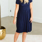 Blousy Front Navy Midi Dress - Final Sale Dresses