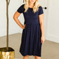 Blousy Front Navy Midi Dress - Final Sale Dresses