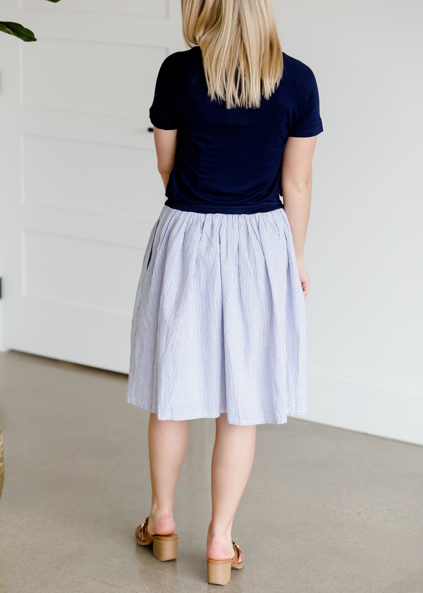 Blue and White Striped Midi Skirt - FINAL SALE Skirts