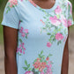 Blue Floral Print Short Sleeve Top Tops