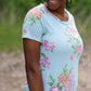 Blue Floral Print Short Sleeve Top Tops