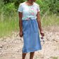 Blue Floral Print Short Sleeve Top Tops