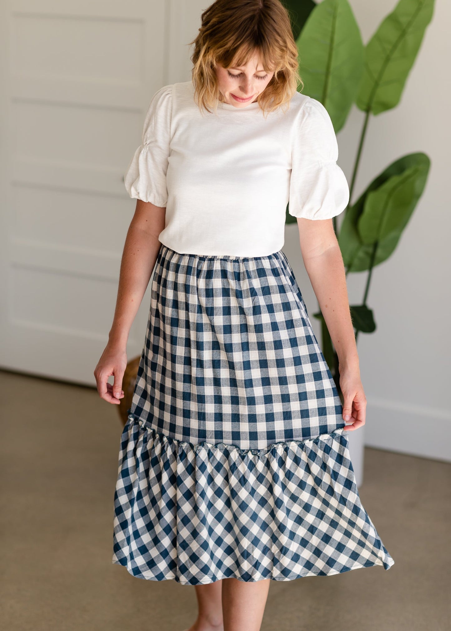 Blue Gingham Midi Skirt - FINAL SALE Skirts