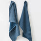 navy blue striped and tiled tea towels