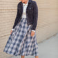 Blue Plaid Midi Skirt Skirts