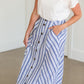 Blue Striped Button Down Midi Skirt - FINAL SALE Skirts