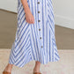 Blue Striped Button Down Midi Skirt - FINAL SALE Skirts