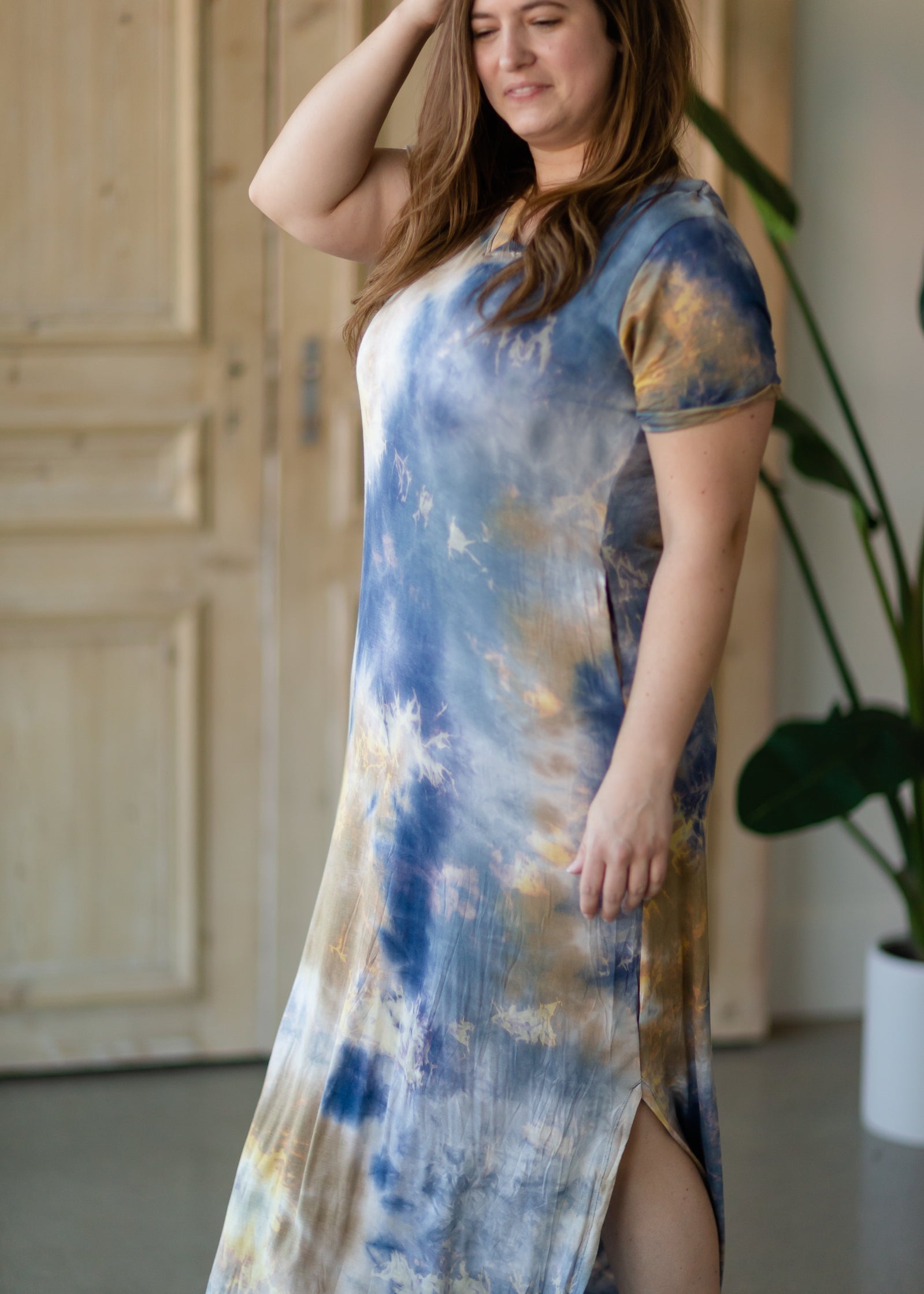 Blue Tie Dye Maxi T-Shirt Dress - FINAL SALE Dresses
