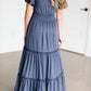 Blue Tiered Cinched Waist Maxi Dress Dresses