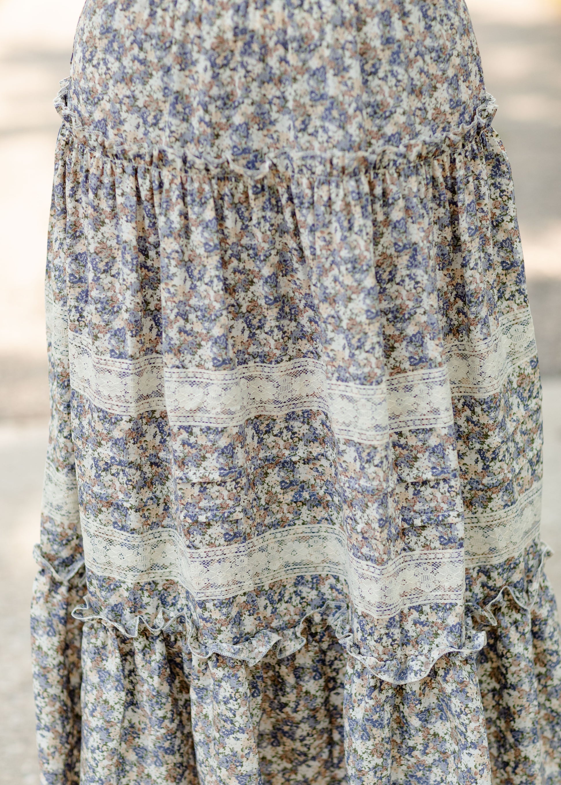Blue Tiered Ruffle Midi Skirt-FINAL SALE Skirts