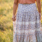 Blue Tiered Ruffle Midi Skirt Skirts Pinch