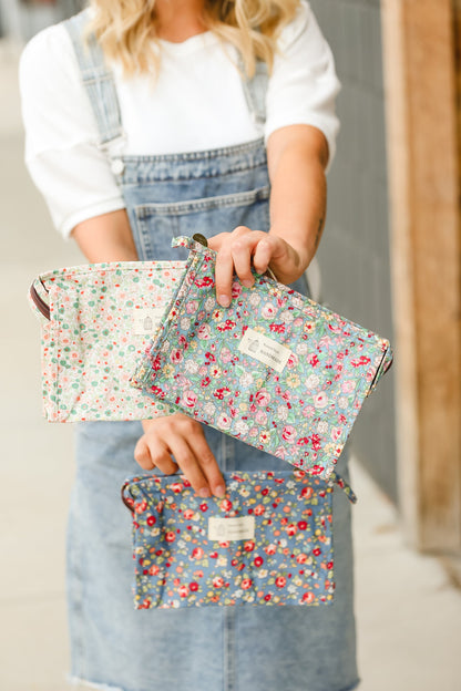 Blush and Mint Dainty Floral Cosmetic Bag - FINAL SALE Accessories