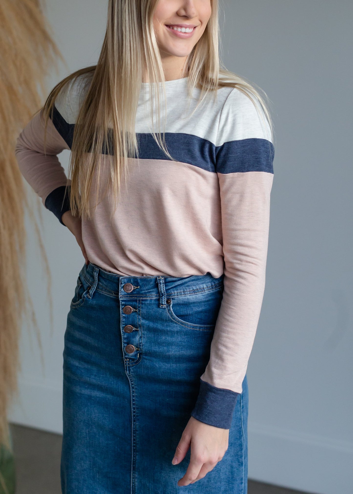 Blush Boatneck Colorblock Top Tops Staccato