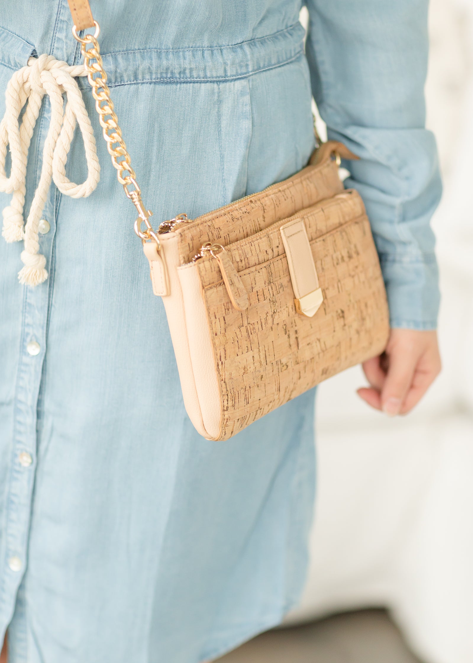 Blush Cork Clutch + Crossbody Bag - FINAL SALE Accessories