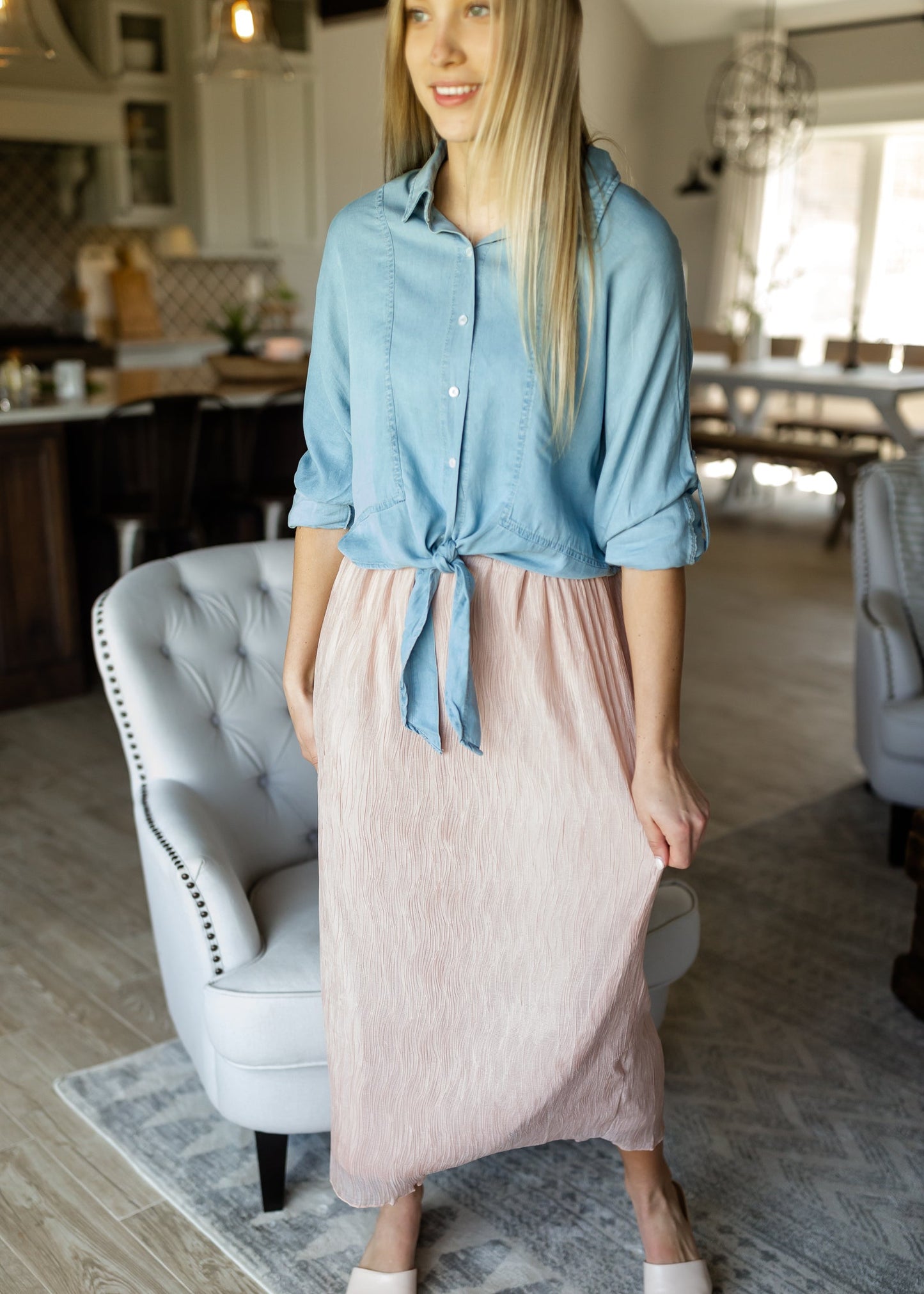 Blush Crinkled Chiffon Maxi Skirt - FINAL SALE Skirts
