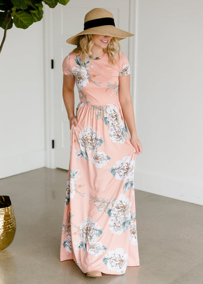 Blush Flare Floral Maxi Dress Dresses