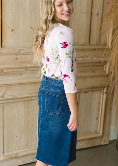 Blush Floral 3/4 Sleeve Top Tops