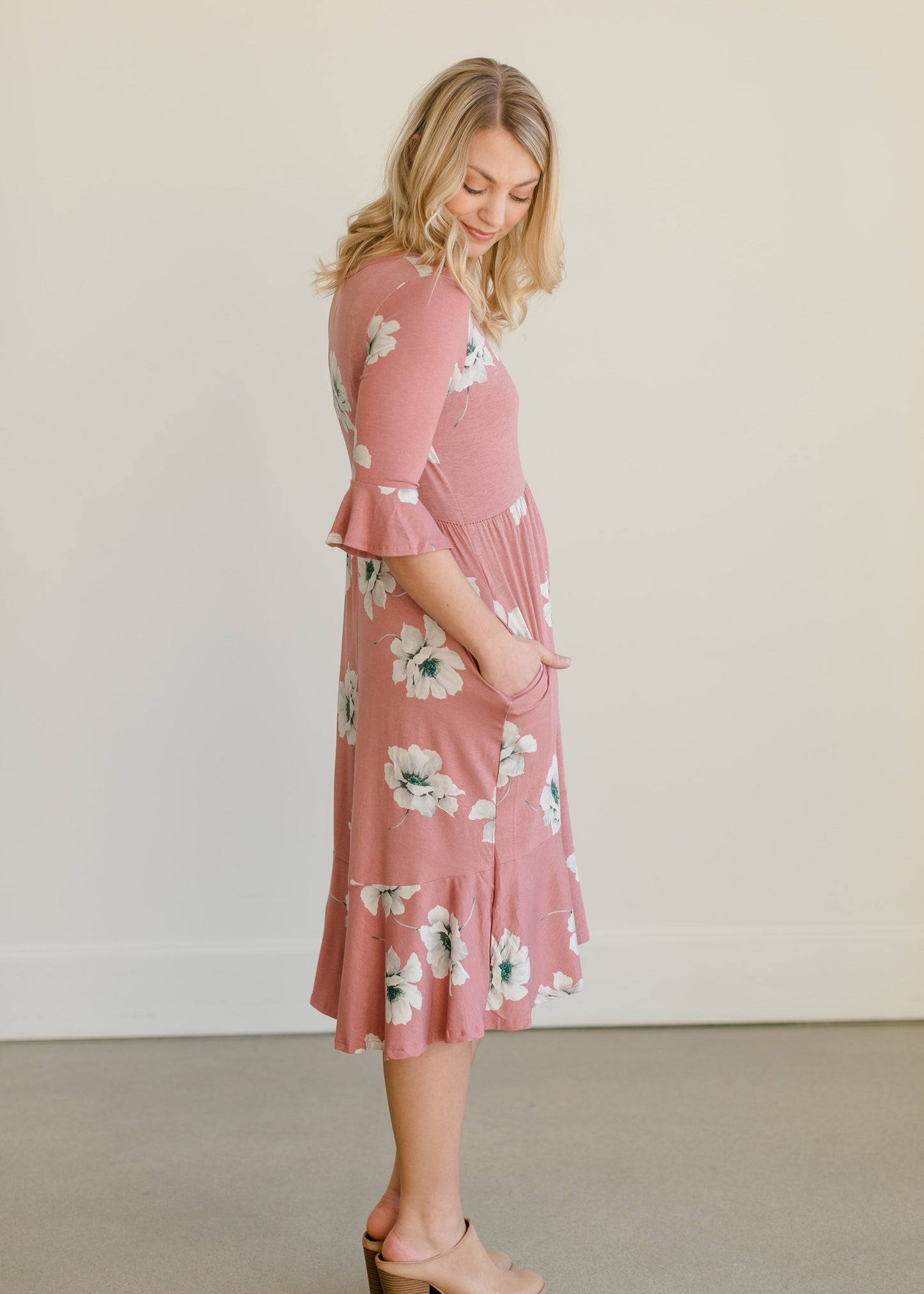 Blush Floral Buttersoft Midi Dress - FINAL SALE Dresses